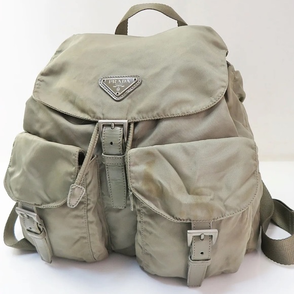 Authentic PRADA Gray Nylon and Leather Backpack Bag Purse - Picture 3 of 16